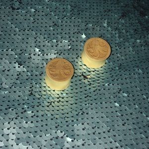 NEVER WORN! Wooden plugs with octopus carving